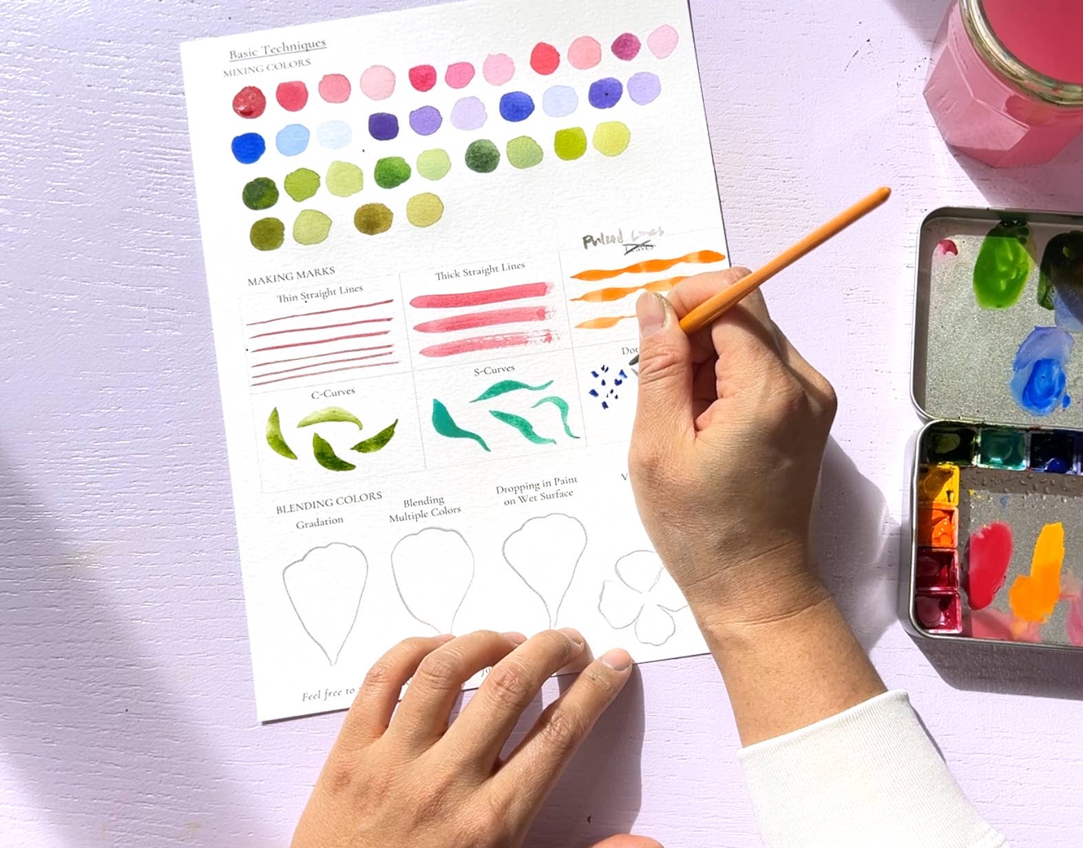 Jean Choe Art & Design - Wholesale Sketchbook/Sketchpad - Watercolor Workbook: Outlined Wildflower, Beginner Friendly 9