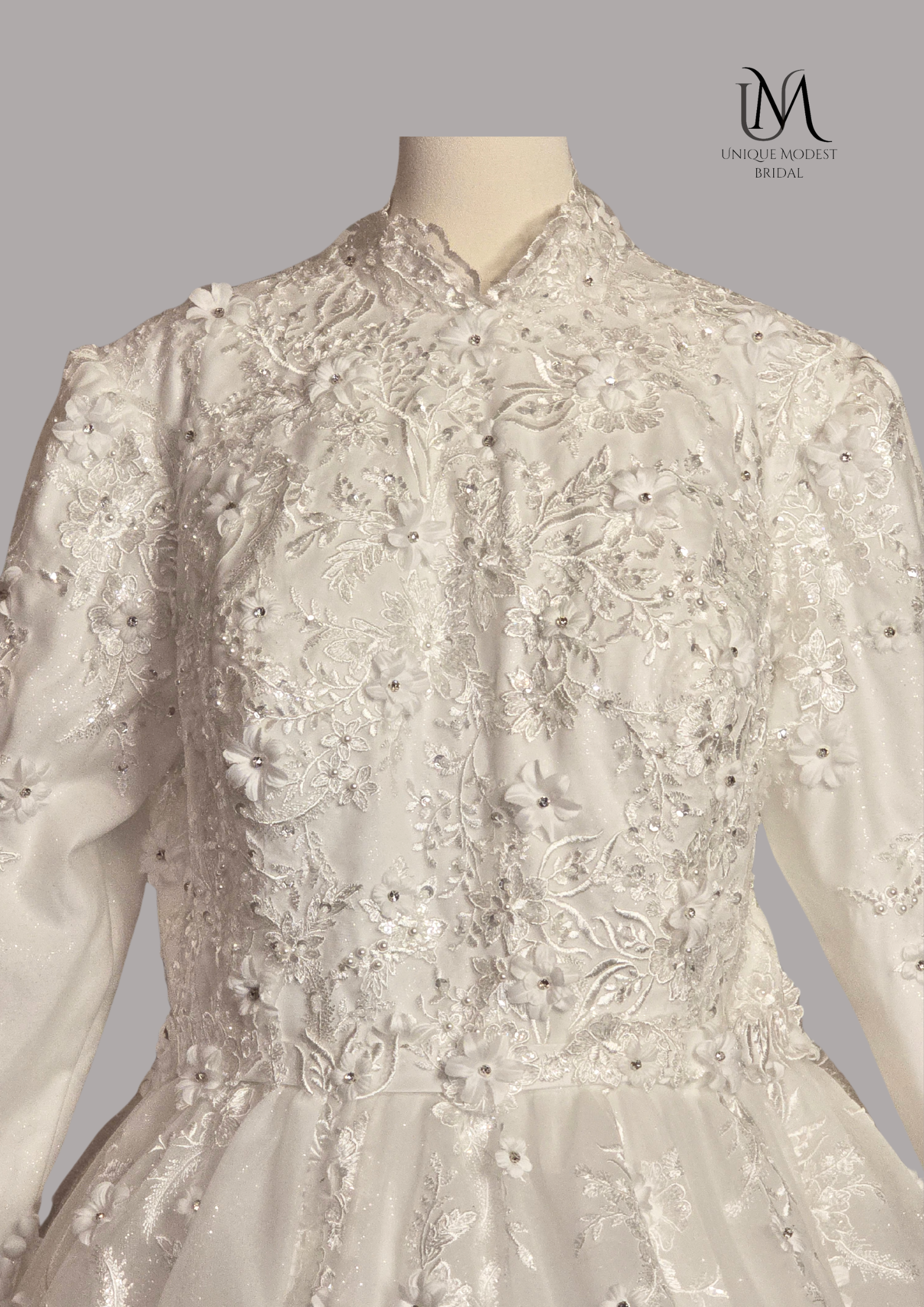 Unique Modest Bridal - Wholesale Gown - Women's - Grace - Elegant A-Line / Ball Gown Modest Wedding Dress7