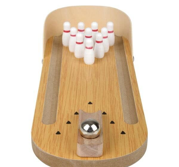 Curious Minds Toys - Vendita all'ingrosso Giocattolo in legno - Bambini - Mini gioco di bowling - Marble and Pins - Piccola replica da tavolo1