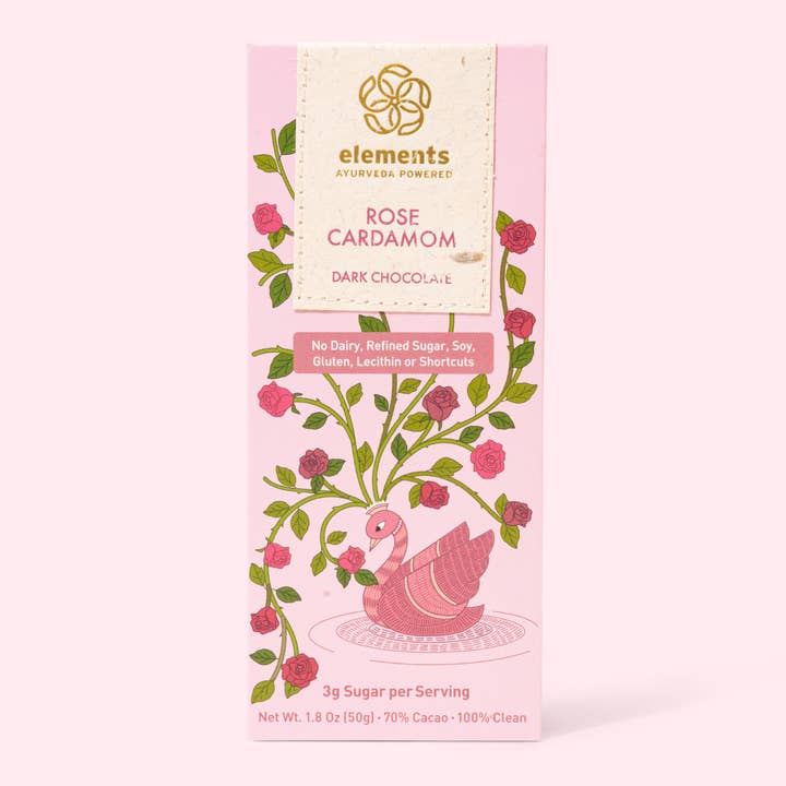 Elements Truffles - Wholesale Chocolate Bar - Rose Cardamom 70% Dark Chocolate