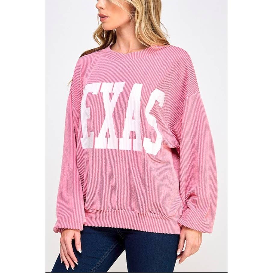 Coloring You - Wholesale Graphic Sweatshirt - Women's - 9078 TEXAS PRINT RIB CORD SWEATSHIRT14