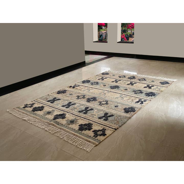 5x8 ft - hennep\ katoen handgeweven kelim, woondecoratie, vloerkleed\ tapijt voor wholesale door Rugs Boutique