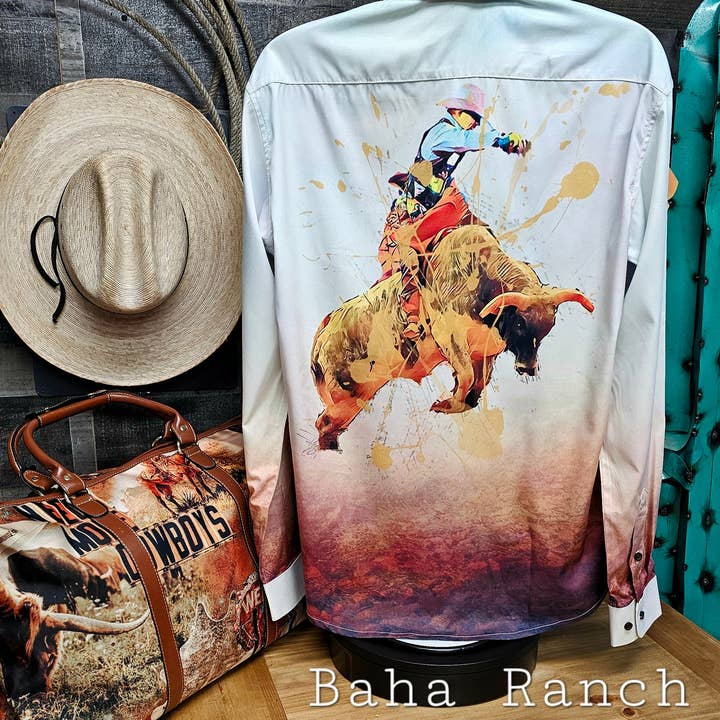 Bull Rider Men's Long Sleeve Shirt for wholesale by BAHA RANCH WESTERN WEAR