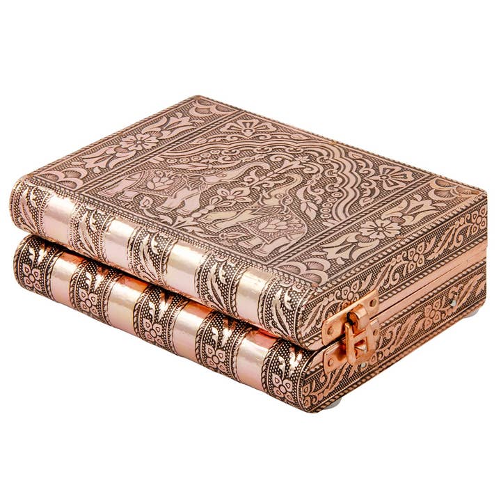 Namaste - Wholesale Jewelry Box/Organizer - Elephant Design Embossed Jewellery Box, Book Style
