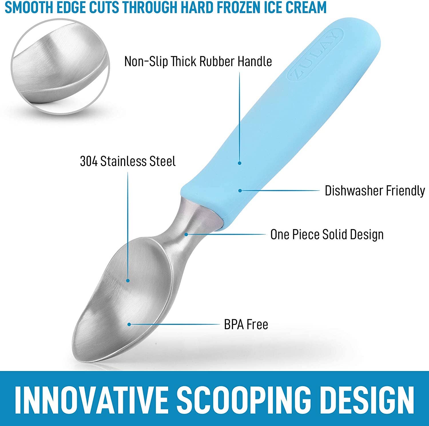 Zulay Kitchen - Wholesale Ice Cream Scoop - Ice Cream Scoop - Stainless Steel With Non Slip Handle10