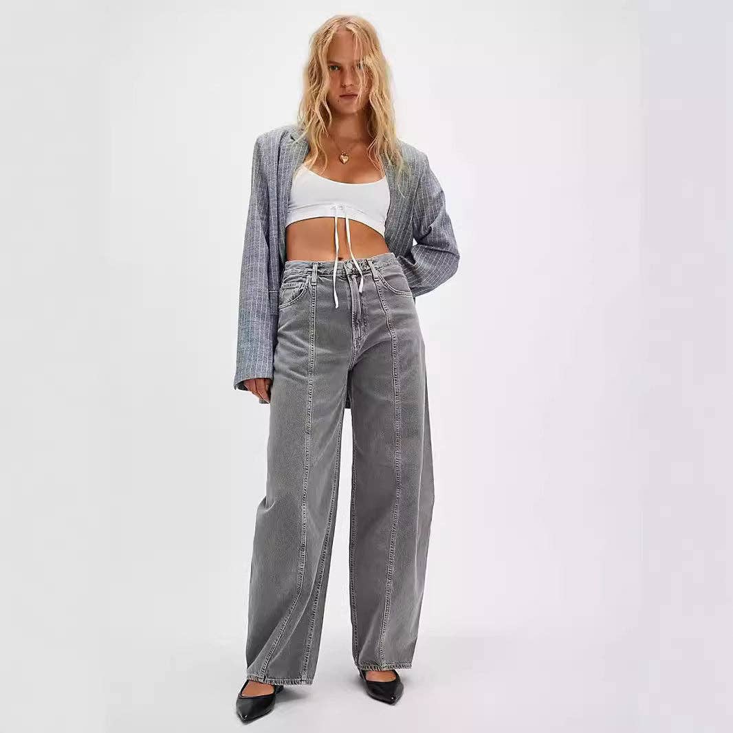 Dipped Shop - Wholesale Jeans - Women's - High Waist Denim Pant Washed Loose Jeans DPP30164