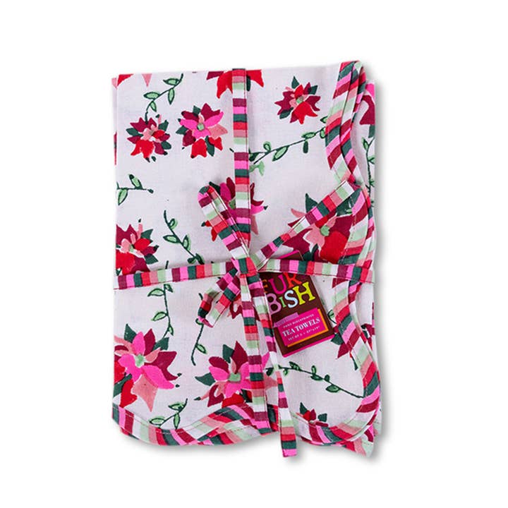 Furbish Studio - Wholesale Tea Towel - Poinsettia Dish Towels S/2