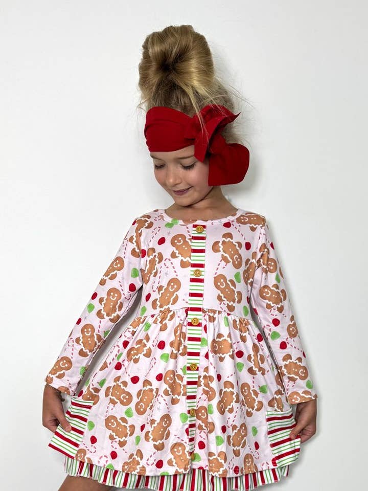 Gingerbread Man Girls Dress for wholesale by Clover Cottage