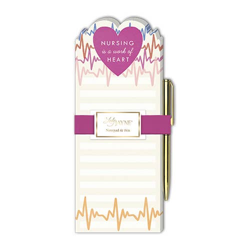 Die-cut Notepad with Pen - Heart Lines for wholesale by Lady Jayne
