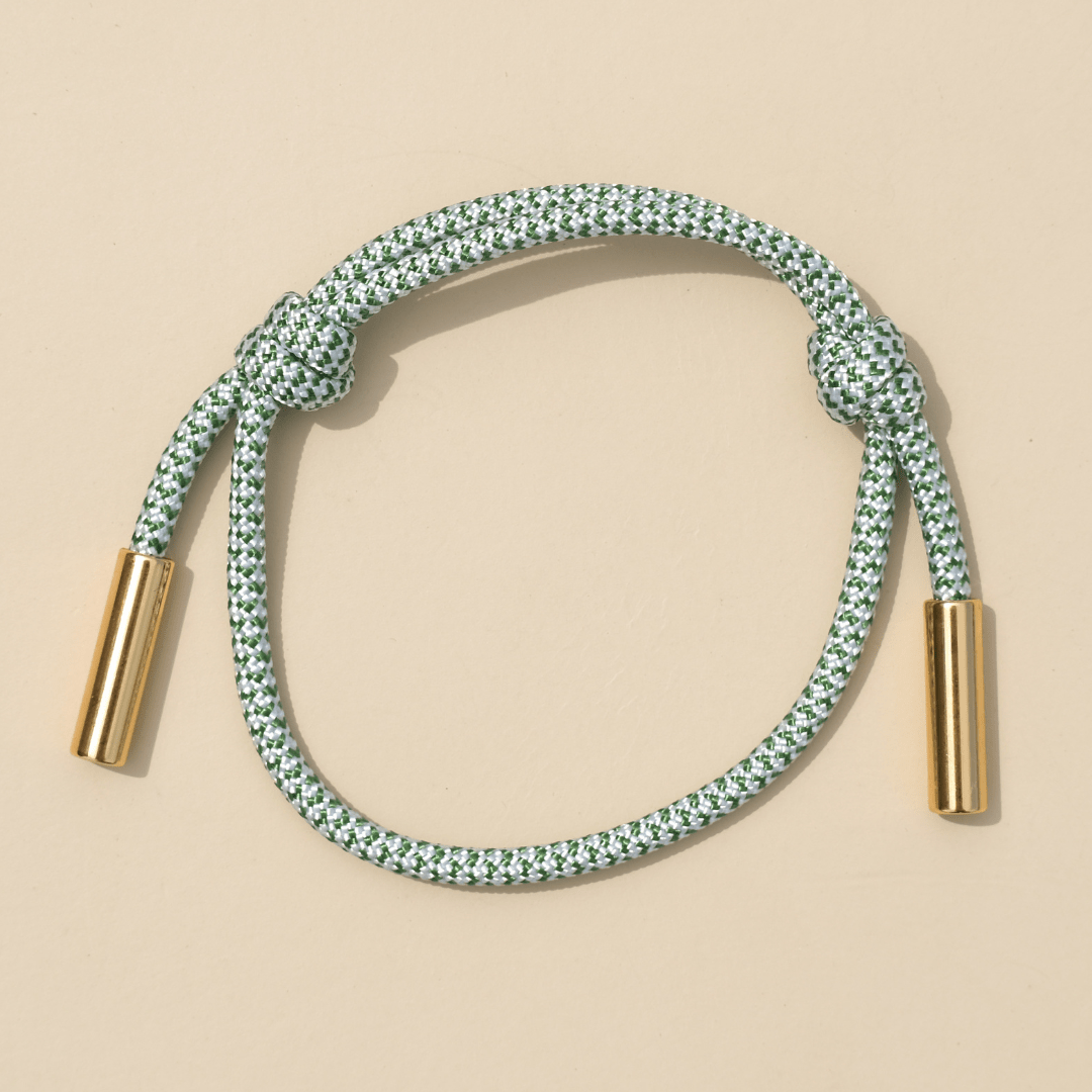 Nickel and Suede - Wholesale Woven/Braided Bracelet - Green & White Cord Bracelet0