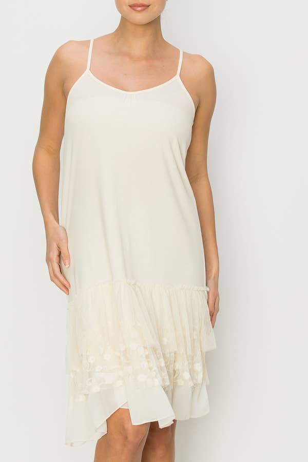 DRESS OR DRESS EXTENDER WITH LACE LAYER -4672 BEIGE for wholesale on Faire1