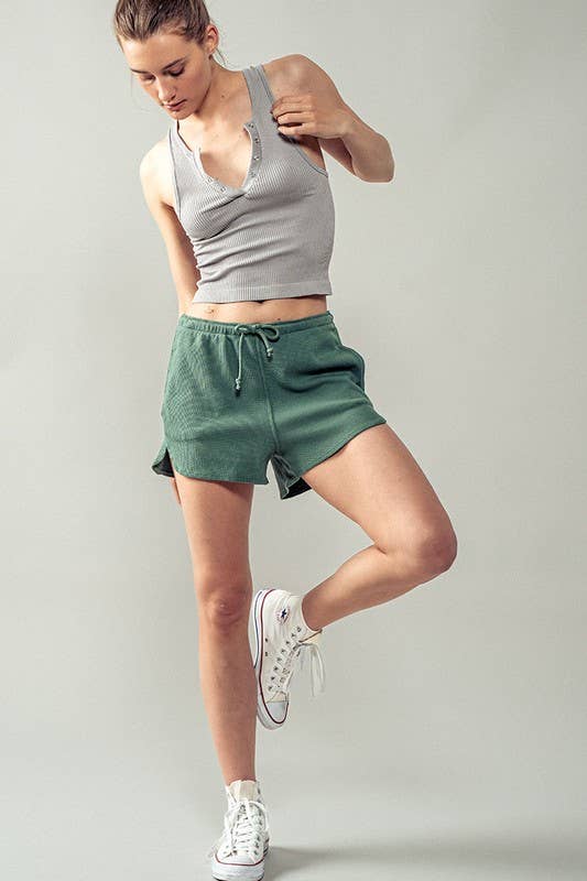 Urban Daizy - Vente Short – femme - Short dauphin en coton texturé avec taille élastique, cordon de serrage et poches11