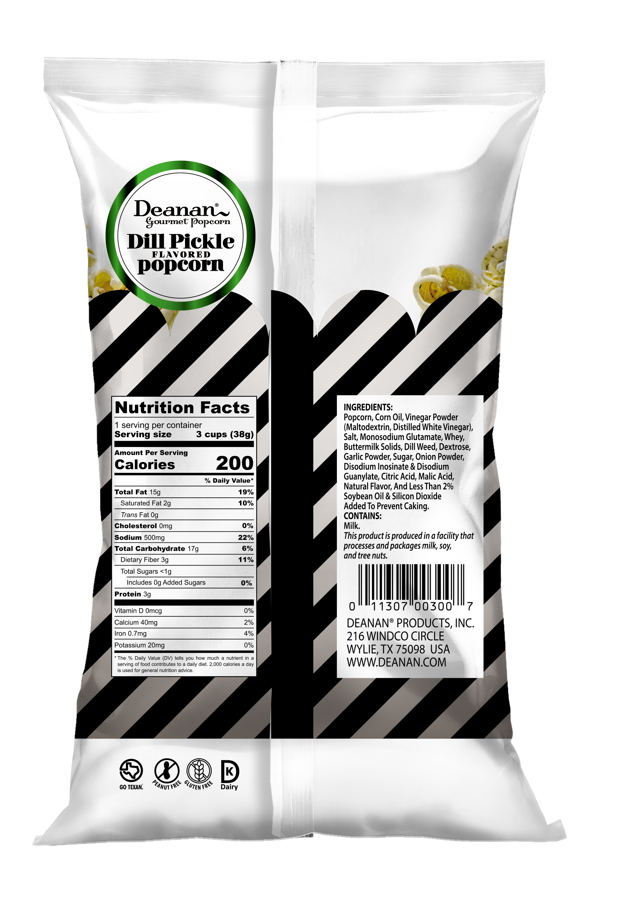 Deanan Gourmet Popcorn - Wholesale Popcorn - Dill Pickle Popcorn - 50 Count - 3 Cup Bags12
