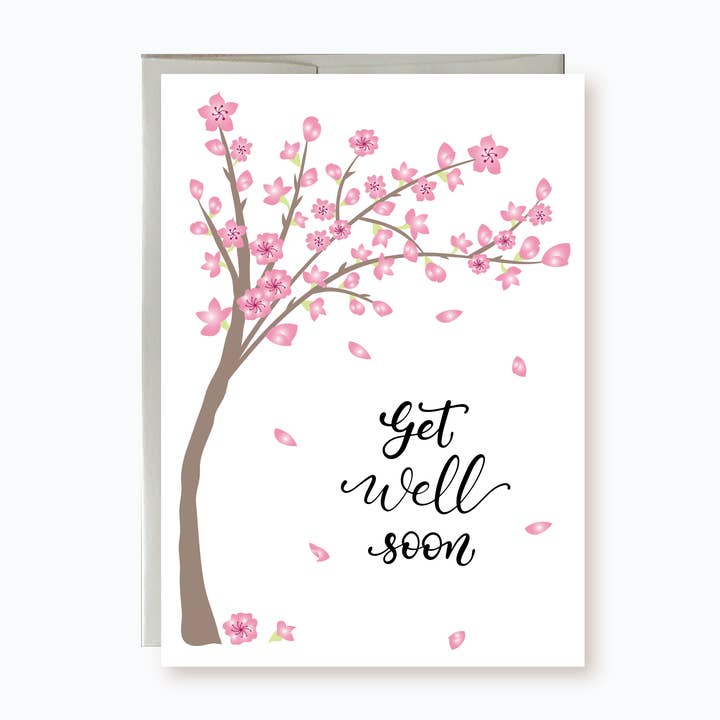 Cherry Blossoms Get Well Soon Card | Tree with Pink Flowers for wholesale by Hemana Paperie