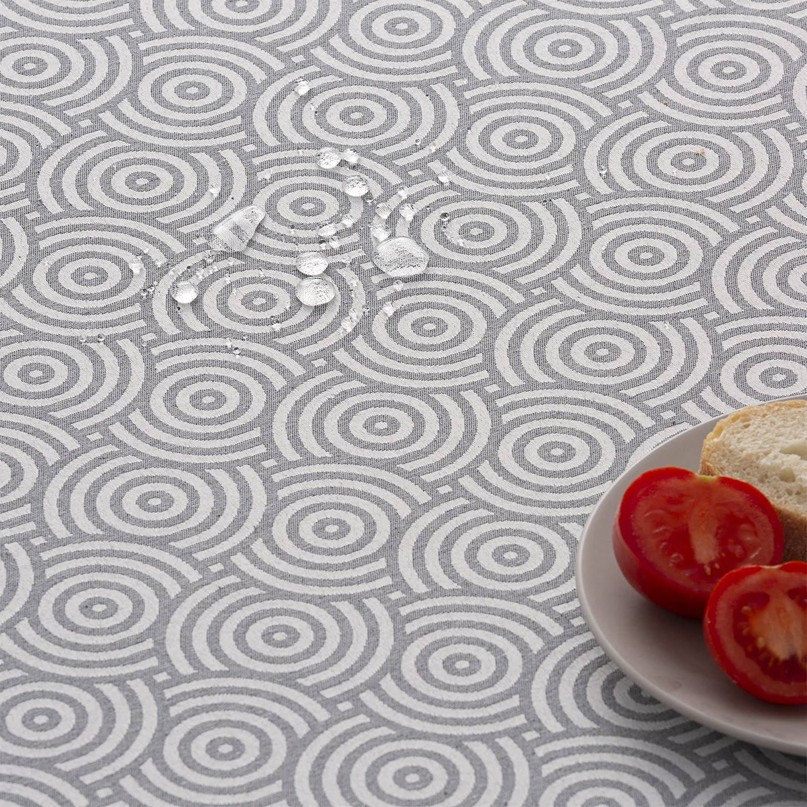 GAMUSI - Venta al por mayor Manteles - Mantel impermeable jacquard algodón circulos RING8