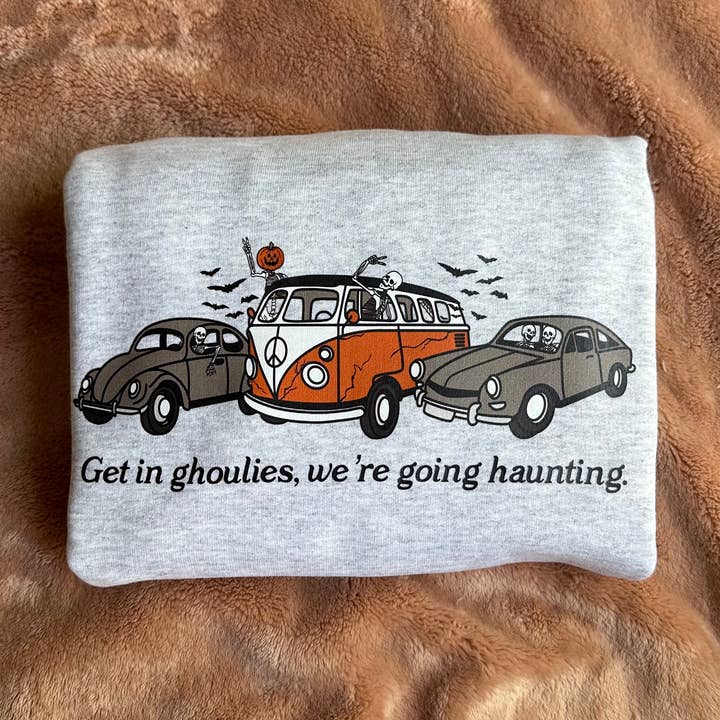 Haunting Ghouls Skeletons Halloween Crewneck Sweatshirt for wholesale by Rags Revived