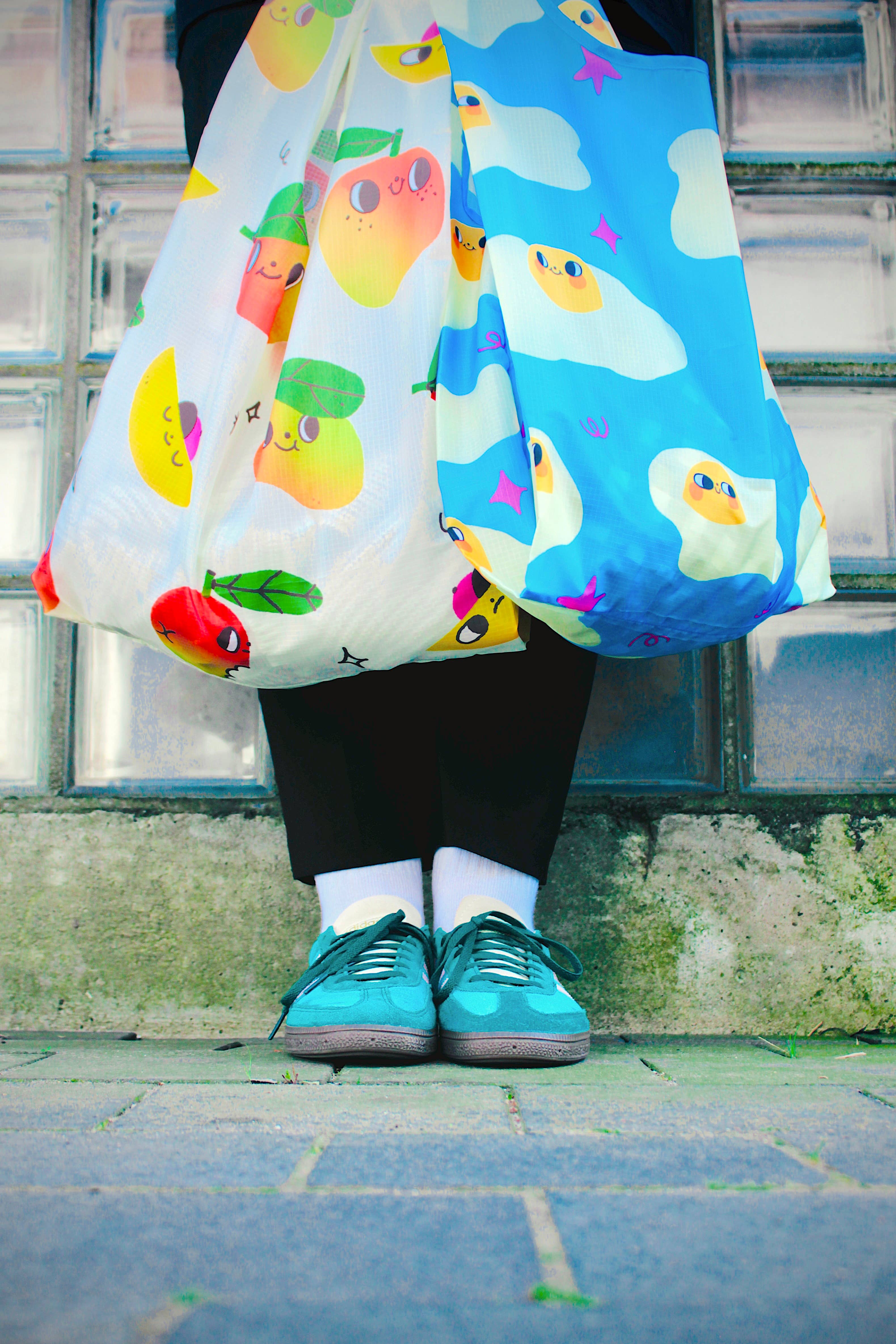 Bloemkolie – wholesale Livsmedels-/Shoppingväska – Omelett Återanvändbar Väska Söt Kawaii Återanvändbar Tygkasse6