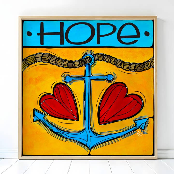 Stampa d'Arte Costiera Giallo Blu: Speranza Ancora Amore Nautico per la vendita all'ingrosso da parte di Atelier Vero Wholesale