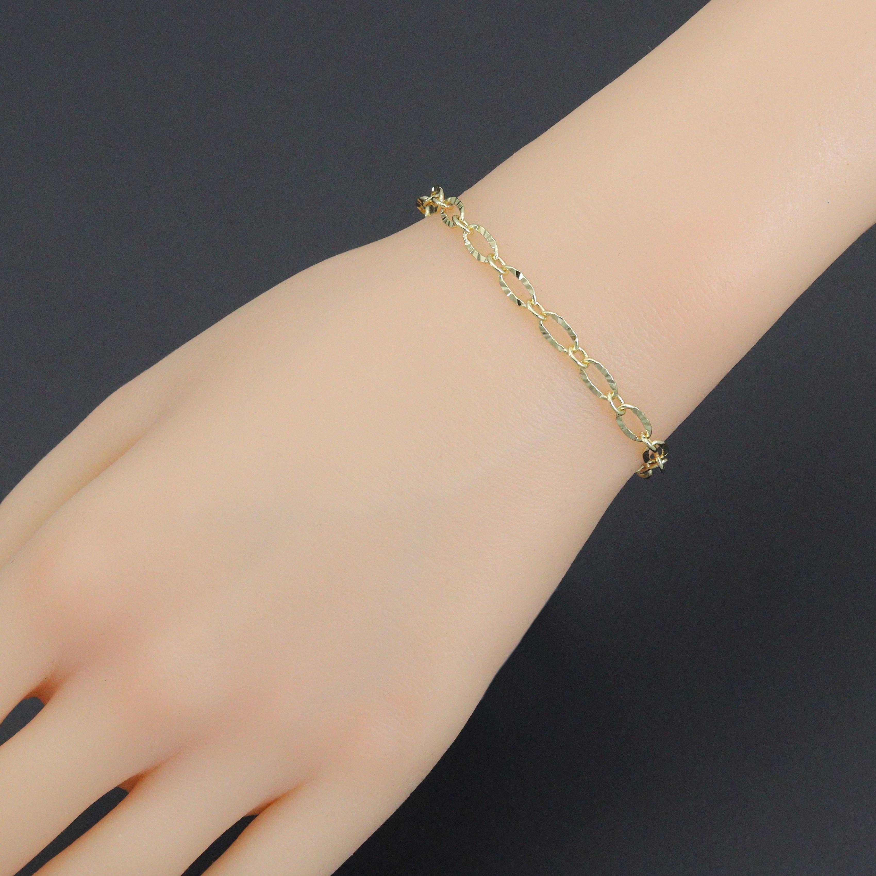 BestBeads&Beyond - Wholesale Link & Chain Necklace - Gold Silver Hammered Oval Link Chain Necklace Bracelet, Charm bar necklace bracelet chain,sku#EF7706