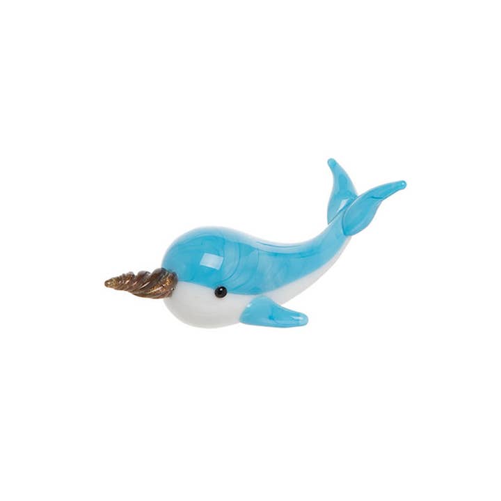 Beachcombers - Wholesale Decorative Figurine - Mini Narwhal Whale Glass Art Decorative Figurine