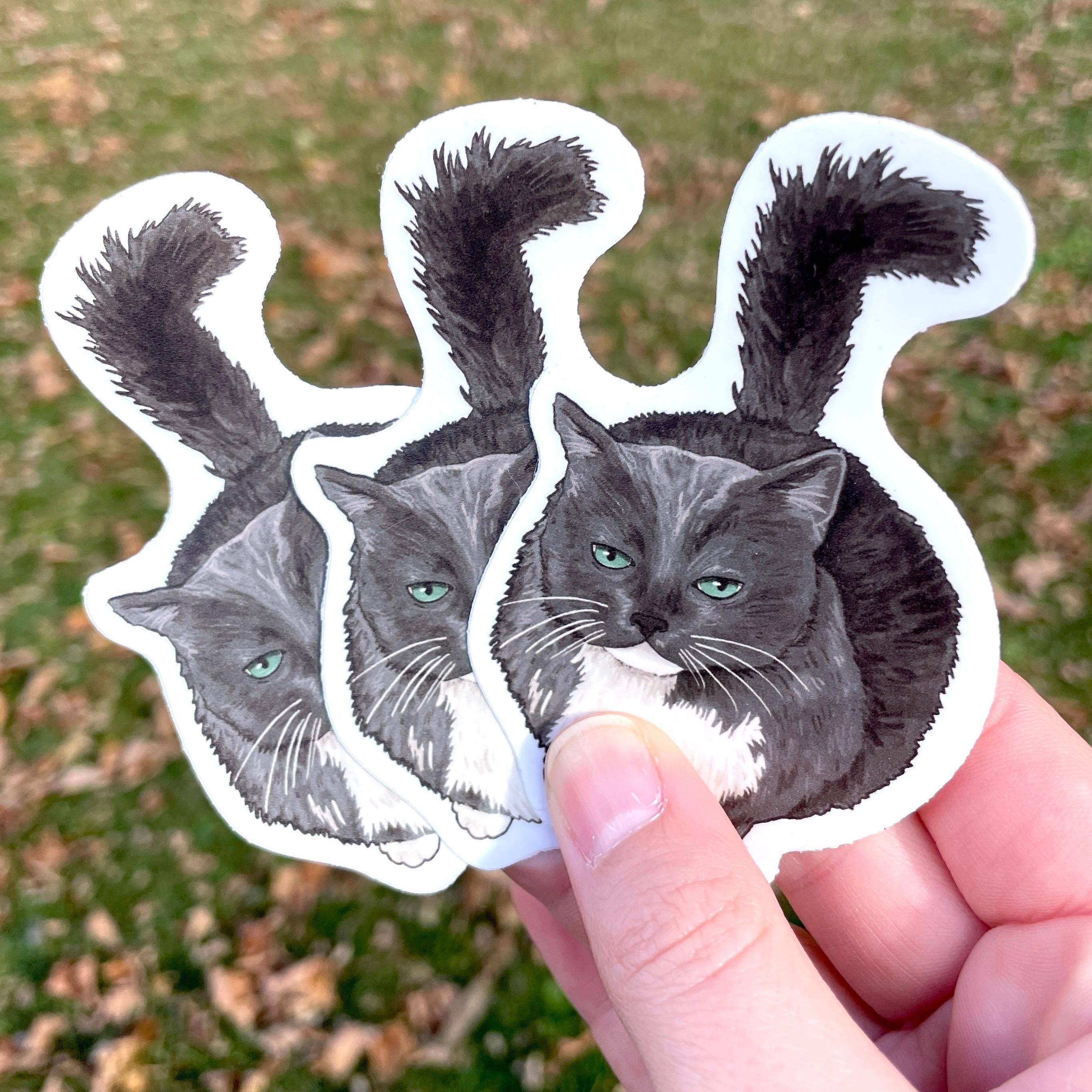 Art Fimbel – wholesale Sticker – Grumpy Fat Cat, Gray Long-Haired Cat, Premium Vinyl Sticker5