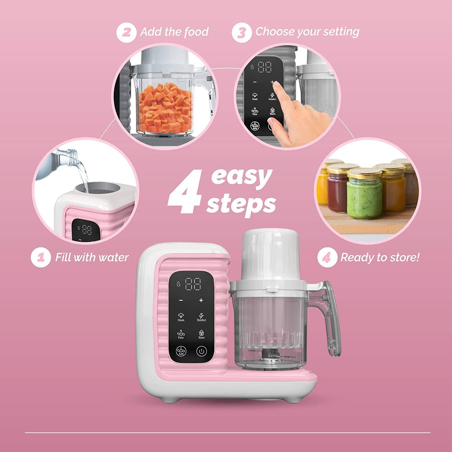 Wholesale Children of Design 8 in 1 Smart Baby Food Maker & Processor,  Steamer, Blender, Cooker, Masher, Puree, Formula & Bottle Warmer Prep  System - Pink for your store - Faire Canada