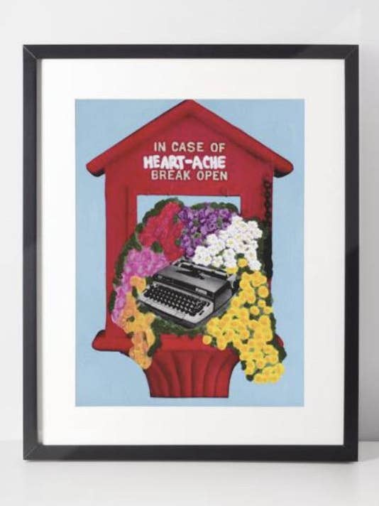In Case Of Heartache Typewriter Print for wholesale by PTSFeminist
