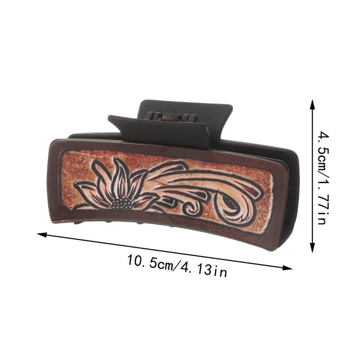 ACCITY - Wholesale Hair Clip - Women's - Sunflower PU Leather Hair Claw, Western Style_CWASC16186