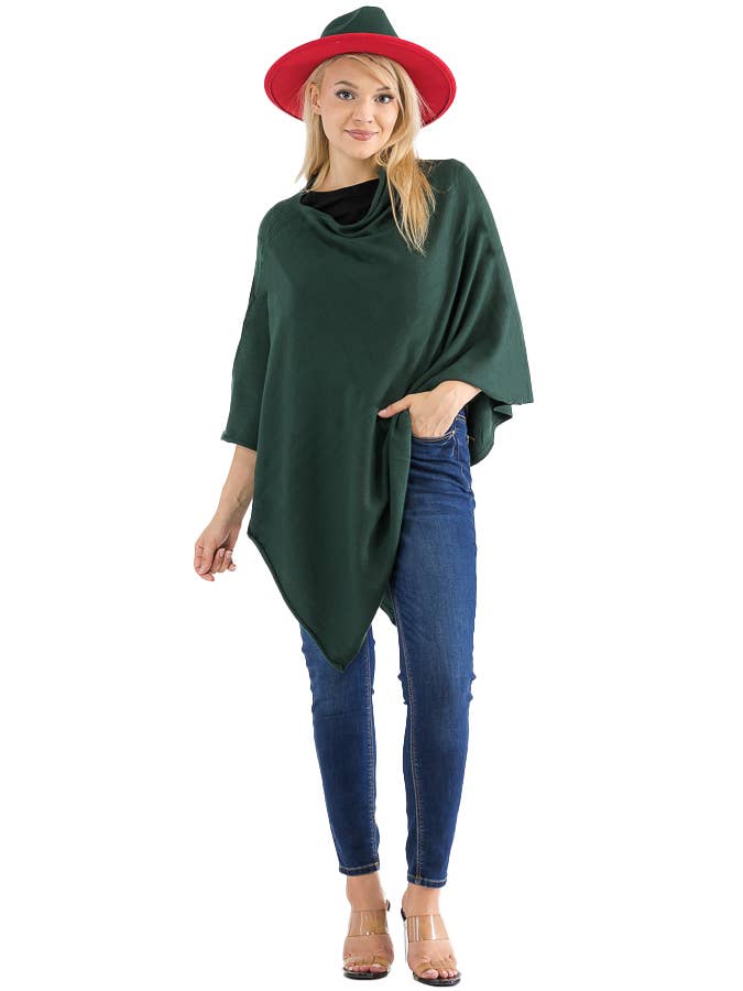 Cap Zone - Wholesale Poncho - Women's - Minimalistic Cashmere-Blend Boat Cowl Neck Pullover Poncho1