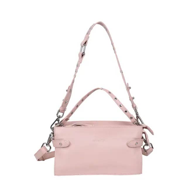 Neuville - Wholesale Shoulder Bag - Women's - ROCK MAMA- Light Pink Nappa Leather Shoulder & Crossbody Bag