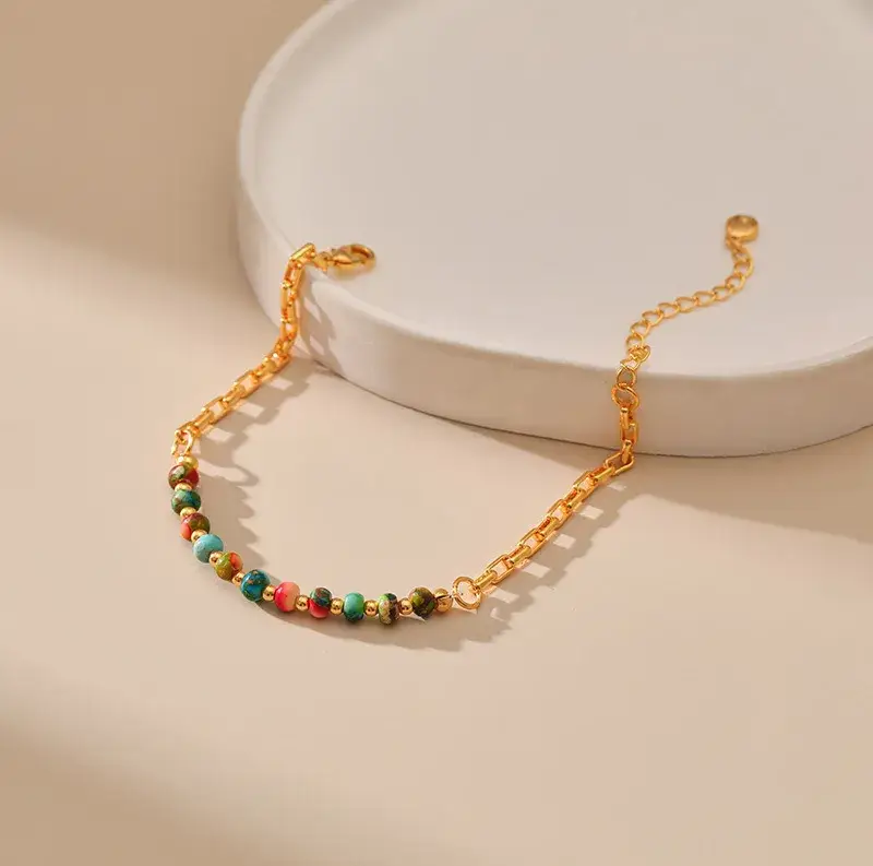 Sweet Cherry Sky - Wholesale Beaded Bracelet - Colorful Beaded 18K Gold Plated Adjustable Bracelet3