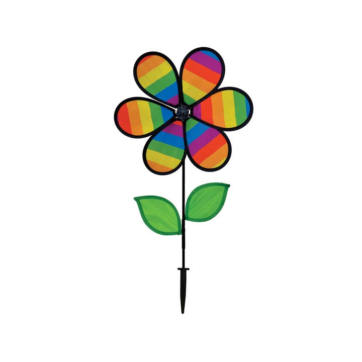 12" Rainbow Stripe Flower with Leaves for wholesale by In the Breeze, LLC.
