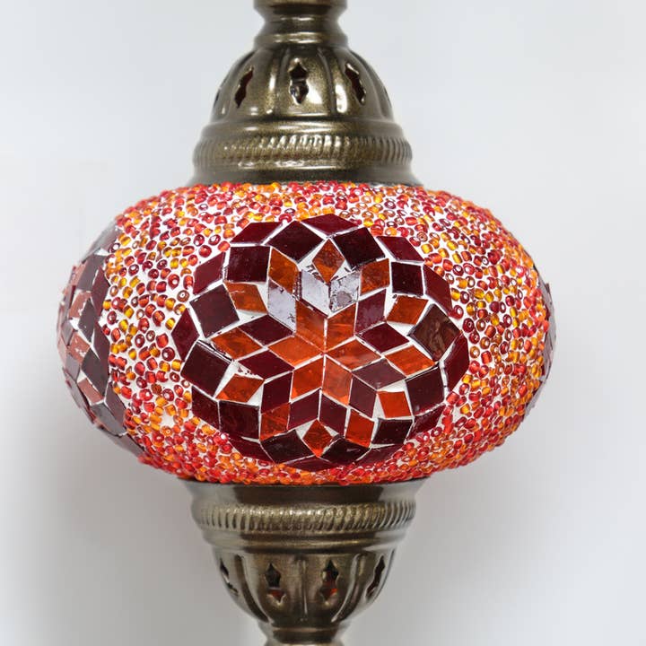 Natures Artifacts Inc - Wholesale Accent/Desk Lamp - Turkish Table Lamp with Handmade Red Mosaic Glass
