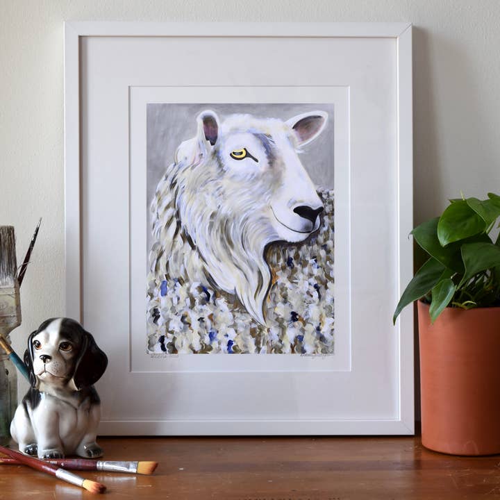 Whimsical Sheep Art Print – Animal Lover Wall Decor for wholesale by Natalie Jo Wright