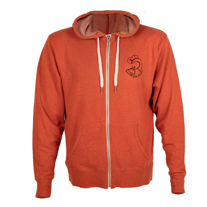 Unisex Bull Doggin' Zip-Up Hoodie Burnt Orange - All Sizes for wholesale by Saltwater Riders
