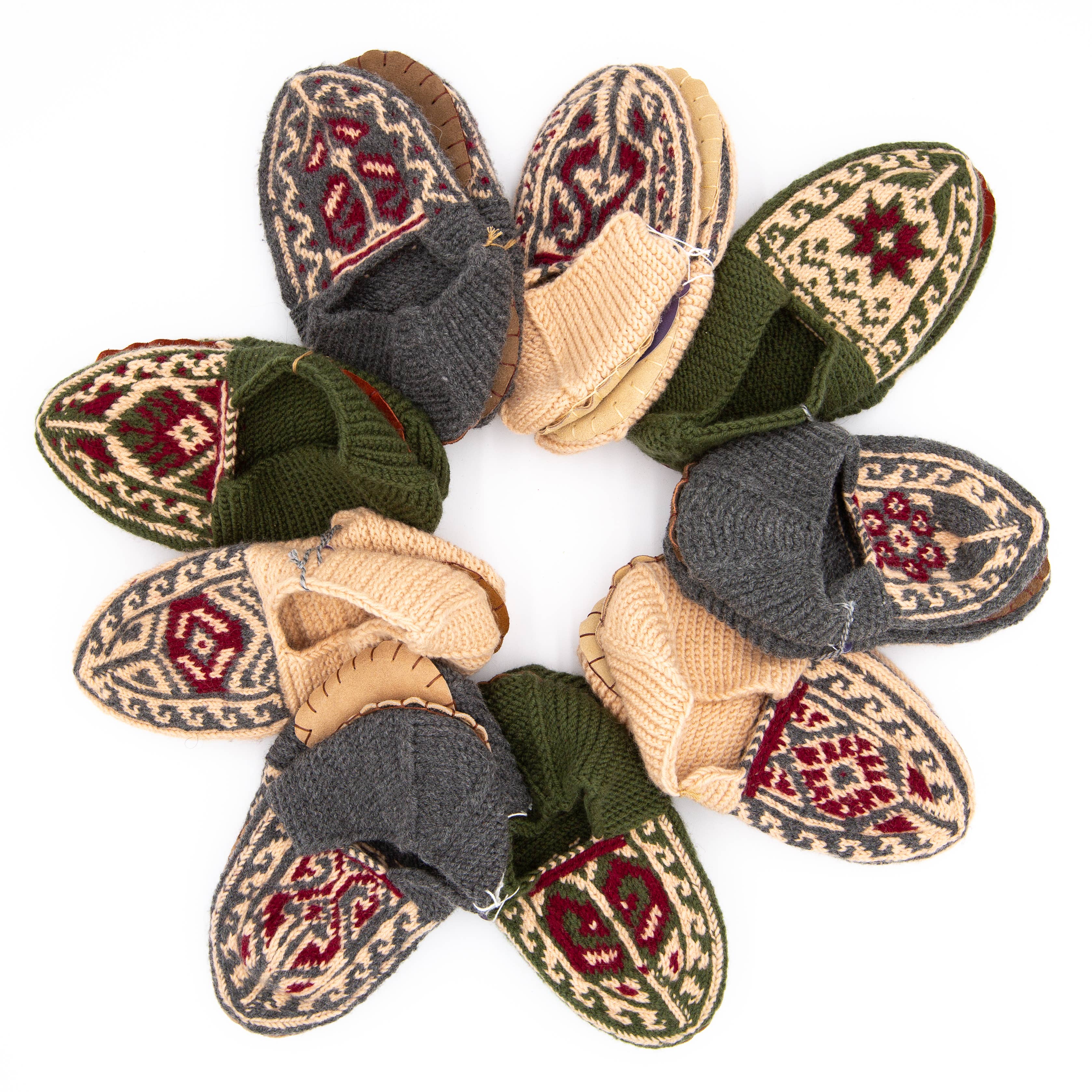Azerbaijani Socks - Wholesale Slippers - Women's - Adult Women's Slippers : Set of 9 : Green, Tan, Grey1