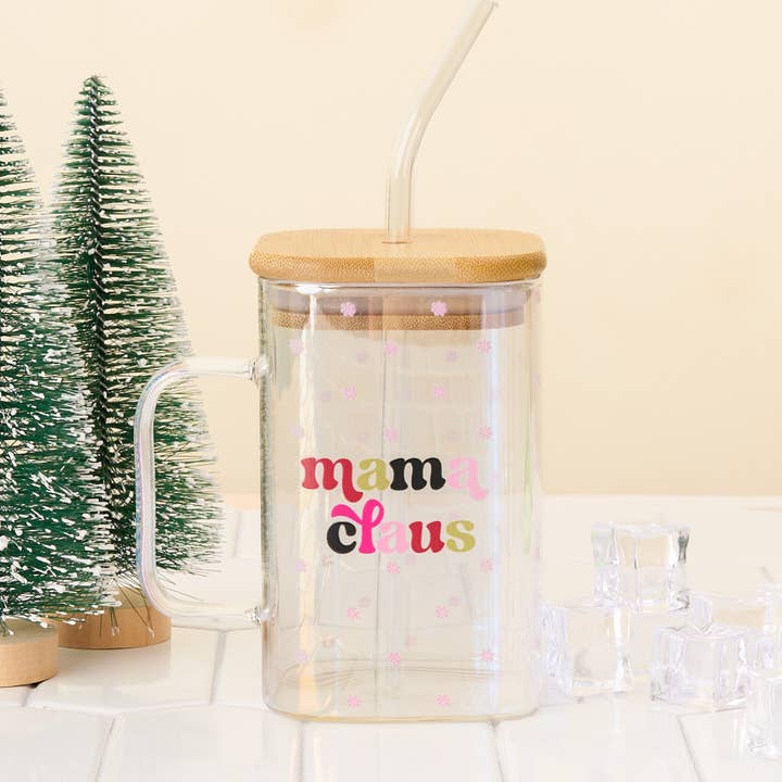 Square Glass Cup-Mama Claus for wholesale by The Darling Effect