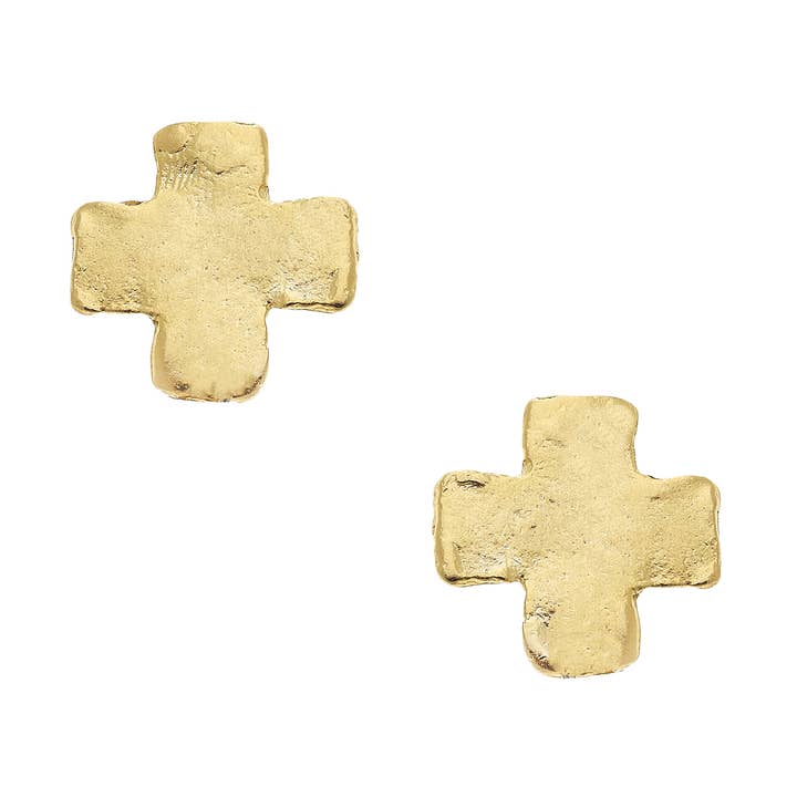 Mini Gold Square Cross Studs for wholesale by Susan Shaw