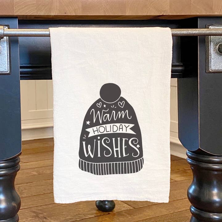 Warm Holiday Wishes - Cotton Tea Towel for wholesale by North & Pine