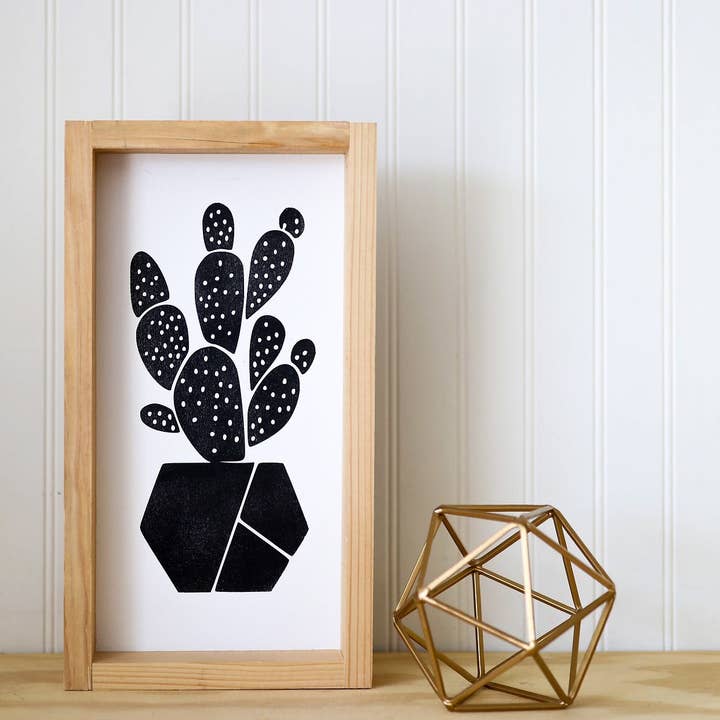 Signo de madera de cactus en maceta para venta al por mayor de Emroseave