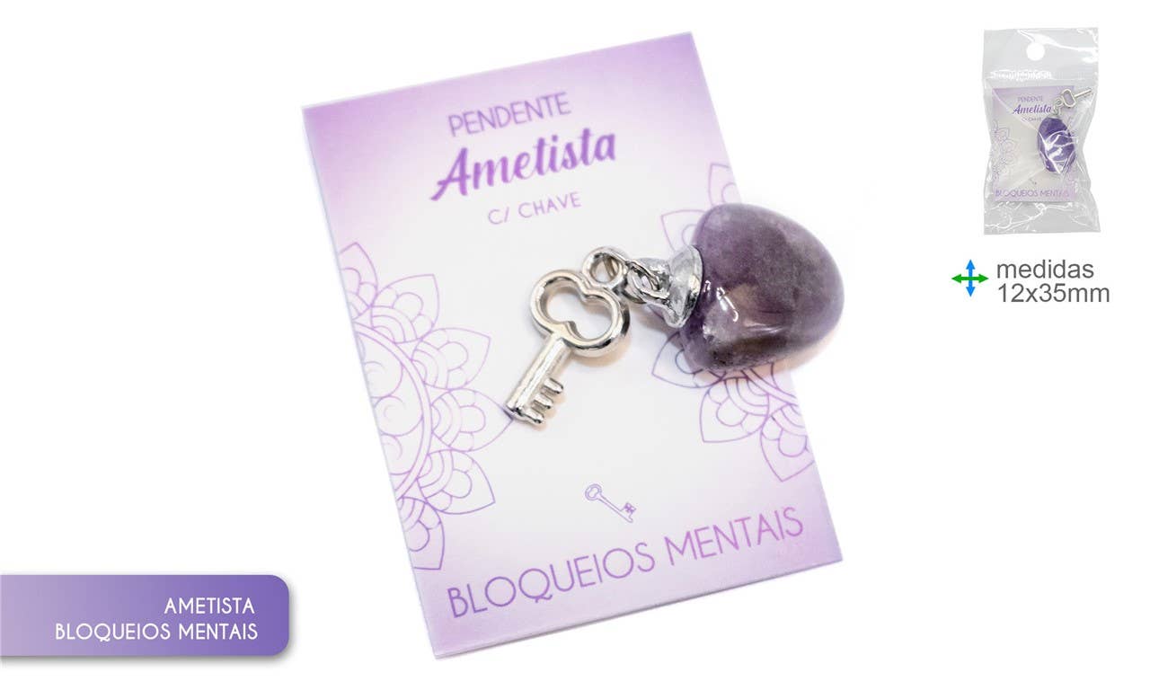 Esoterica Arte - Wholesale Spiritual Stone/Crystal - Amethyst Stone Pendant 12x35 (12 pcs)0