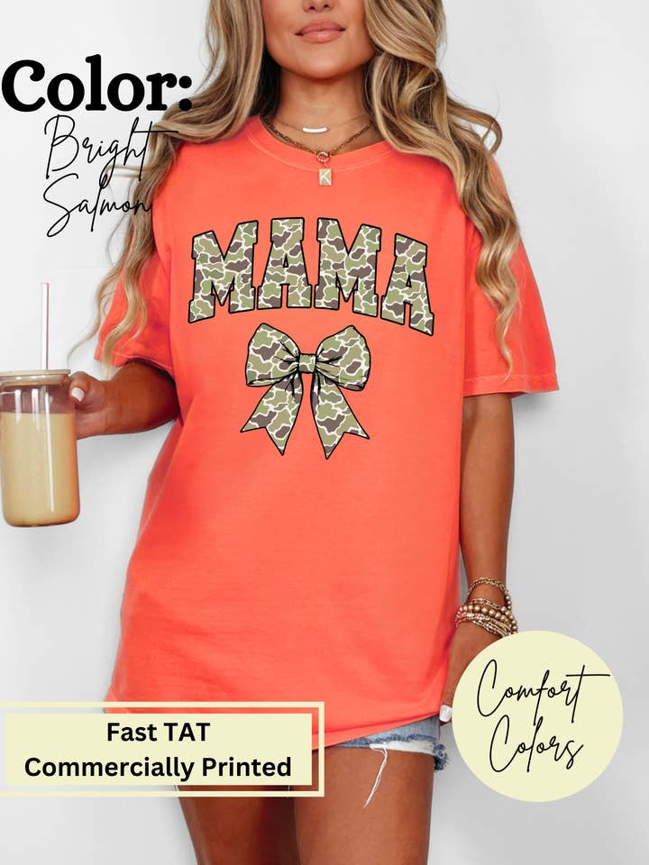 MVP Tee Shop Wholesale - Wholesale T-Shirt (Graphic) - Women's - Mama Camo Bow Comfort Colors Tee