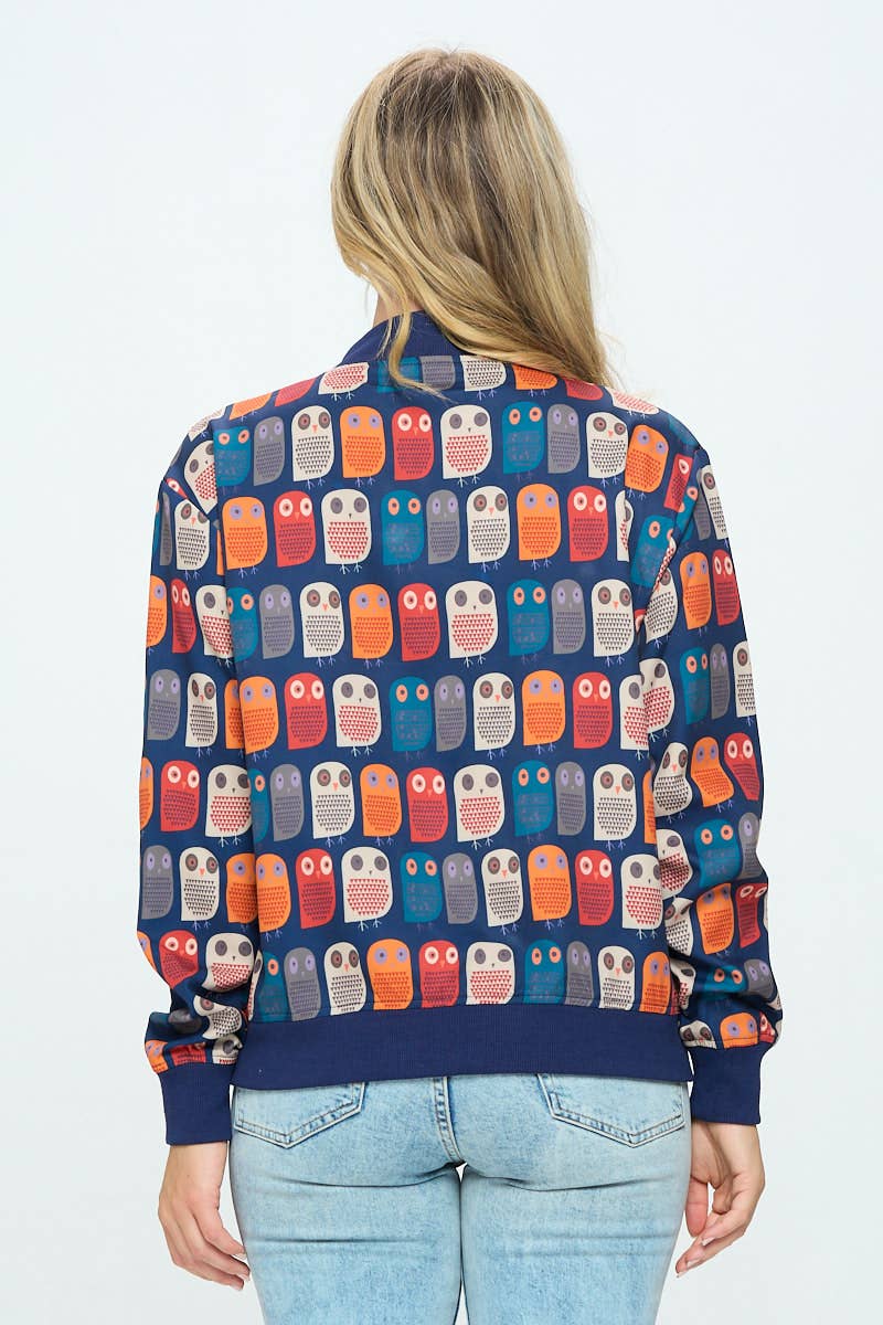 SM WARDROBE – Engroshandel Bomberjakke - Dame – BOMBERJAKKE UGLE MED HELPRINT4