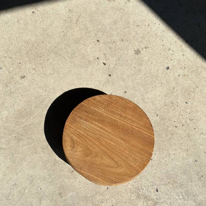 Office Objets - Wholesale Stool - Small low three-legged stool in upcycled blond teak D:30 H:1522