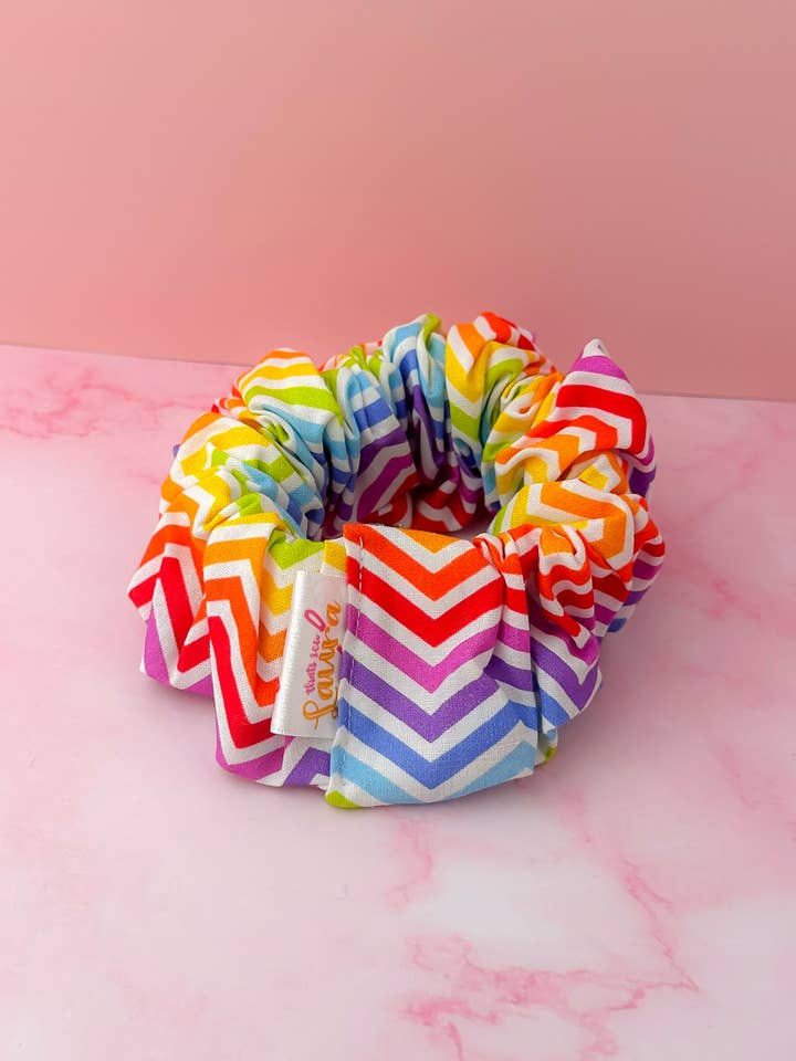 Zig Zag - multicoloured Zigzag print XL Scrunchie for wholesale by ThatsSewLauraUk