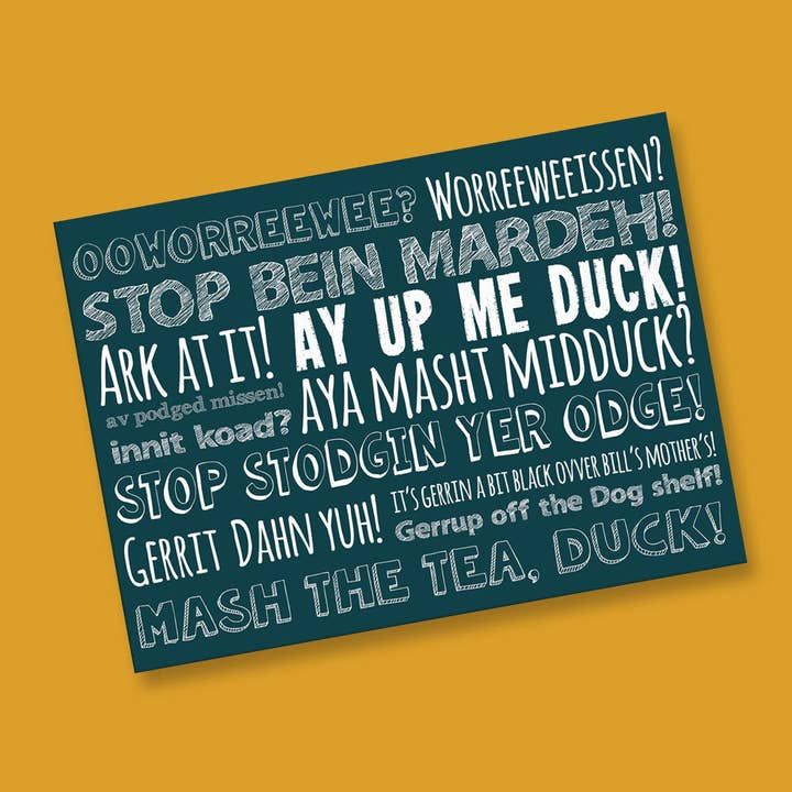 Nottingham Phrases Teal Print for engroshandel hos Dukki Gifts