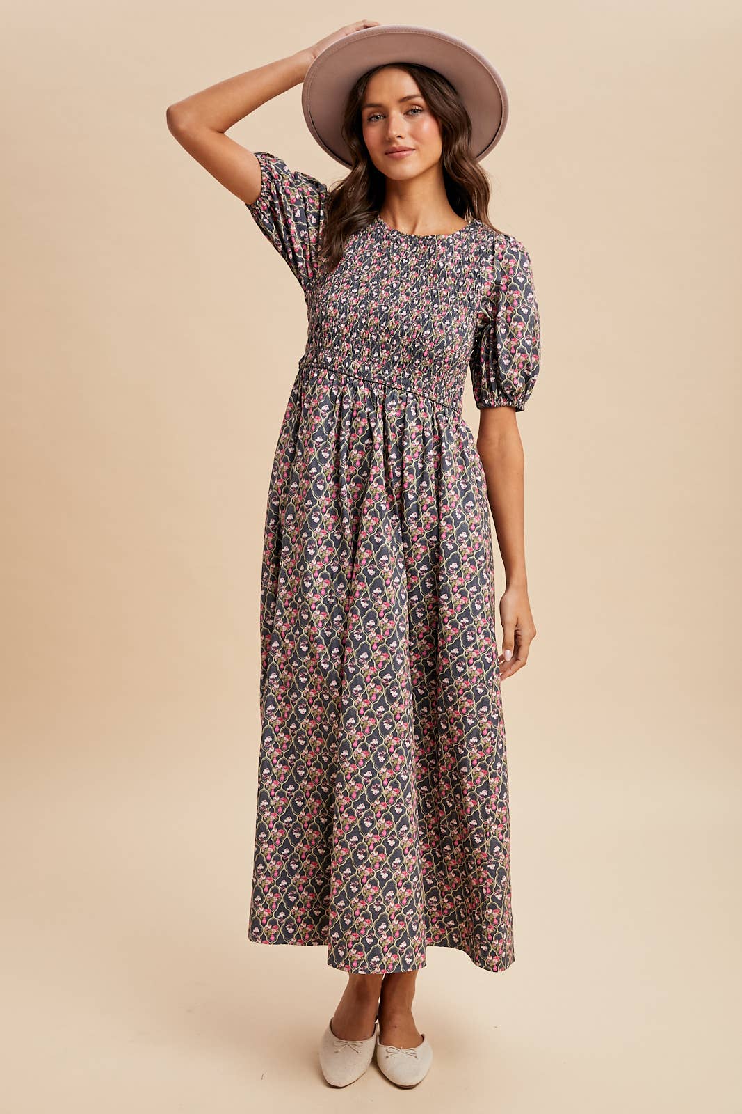 In Loom - Wholesale Dress - Women's - SMOCKED COTTON FLORAL MAXI DRESS6