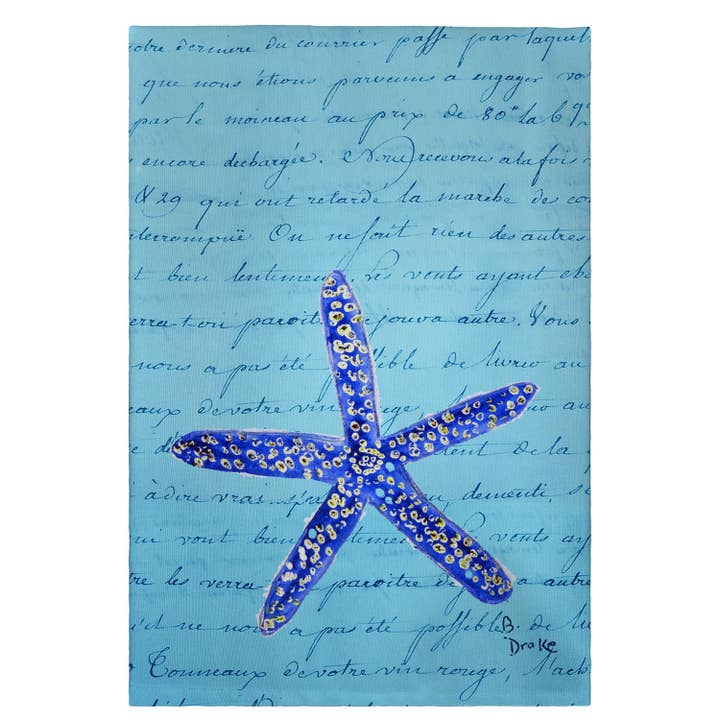 Serviette d'invité Blue Starfish pour la vente par Betsy Drake Interiors