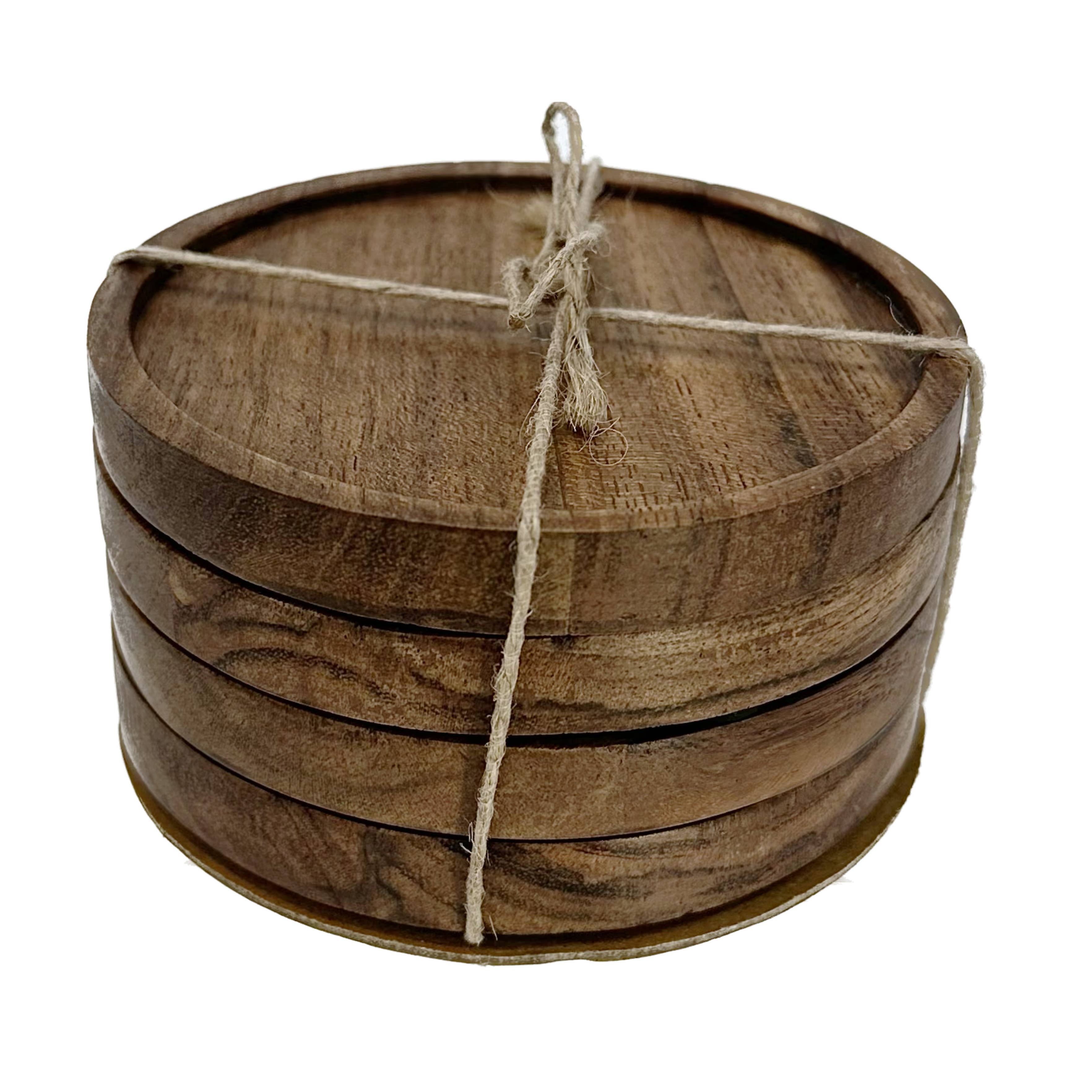 India Handicrafts Inc - Venta al por mayor Posavasos - Posavasos de madera de acacia, juego de 44