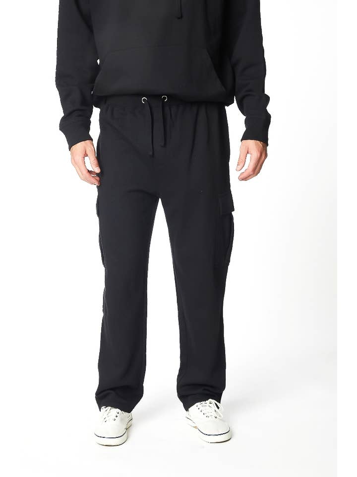 Black Men's Cargo Fleece Jogger Sweatpants for wholesale on Faire